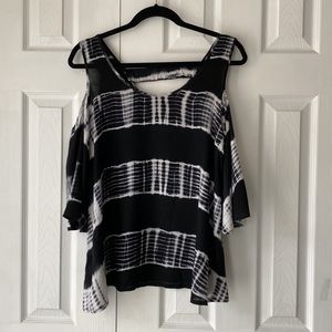 Papillon tie dye cold shoulder blouse top Size M